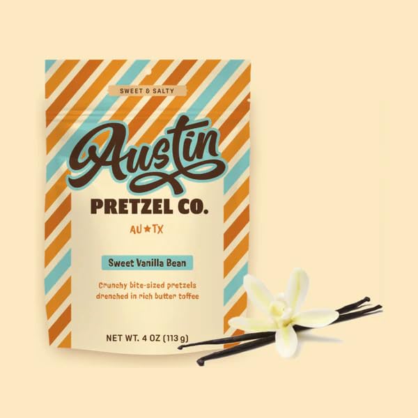 Miniatura 4 de Austin Pretzel Company - Pretzels con sabor a vainilla (2) paquete (3.99 oz por paquete)  Pretzels gourmet crujientes de tamaño bocado recubiertos