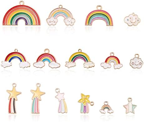 DanLingJewelry 40 pcs 8 Styles Alloy Enamel Cat with Bowknot Charms Cute Pet Animal Pendants for DIY Jewellery Making 13X21x2.3mm