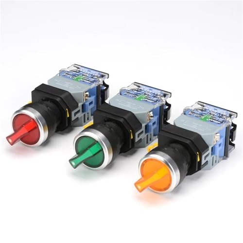 Interruptor giratorio de 22mm selector LA38-11XD de 3 posiciones con luz verde de 12V 2NC 2
