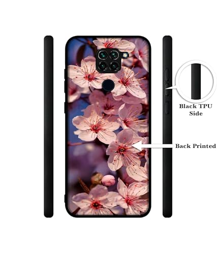 Image of Pink Flowers Pattern Design Premium 2D Printed Metal Back Case Cover for Mi Redmi Note 9 4G