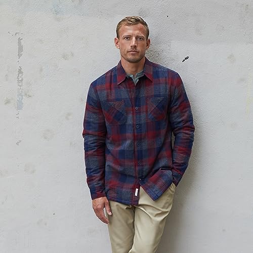 Image of Weatherproof Vintage Mens Hooded and Non-Hooded Sherpa Lined Soft Brushed Plaid Flannel Button-Down Shirt Jacket