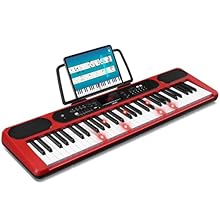 Premium Sound Quality: This electronic keyboard features 61 full-size illuminated keys and dual 3W high-performance speakers. With advanced digital audio technology, it delivers clear, authentic tones that closely replicate the sound of an acoustic p...