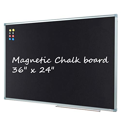 Lockways Magnetic Chalkboard 36 x 24 Inch Black Board, Bulletin Magnetic Blackboard 3 x 2, Silver Aluminium Frame Lockways Magnetic Chalkboard 36 x 24 Inch Black Board, Bulletin Magnetic Blackboard 3 x 2, Silver Aluminium Frame