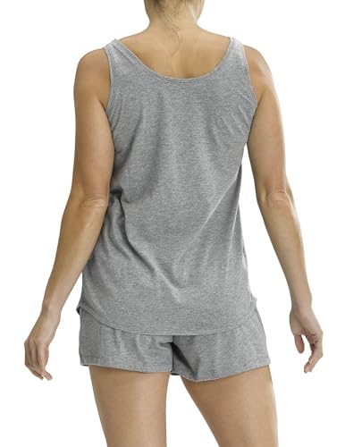 Image of No Nonsense Women's Sleep Tank and Pajama Short 2 Piece Sleepwear Set, Medium Grey Heather, Medium