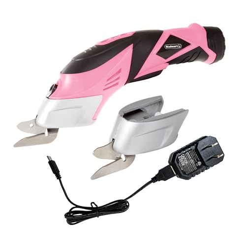 Stalwart Cordless Electric Scissors with Two Blades Pink