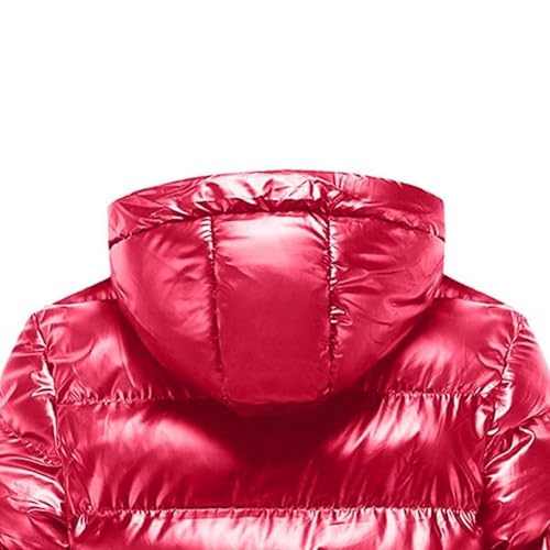 JEsilunmaMY Men's Thermal Shiny Hooded Puffer Jacket Winter Coats Water-Resistant Down Coats Insulated Padded Puffy Coat