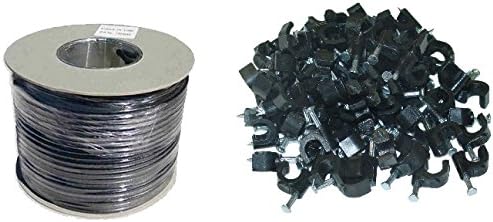 Webro 50m RG6 Digital Coaxial Cable for Aerial and Satellite TV with Clips - Black