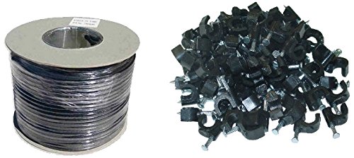 Webro 50m RG6 Digital Coaxial Cable for Aerial and Satellite TV with Clips - Black