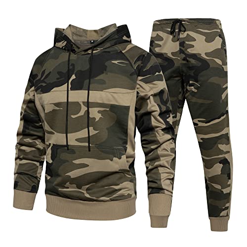 MANTORS Mens Camo Tracksuit Casual Hooded Track Suits Long Sleeve Hoodie and Sweatpant Jogging Sweatsuit