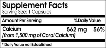 Triple Strength Coral Calcium 1500mg // 100 Capsules // Pure // by PureControl Supplements