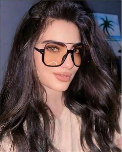 ADE WU Retro Oversized Aviator Sunglasses for Women Men Vintage 70s Square Semi-Rimless Pilot Style Sun Glasses2