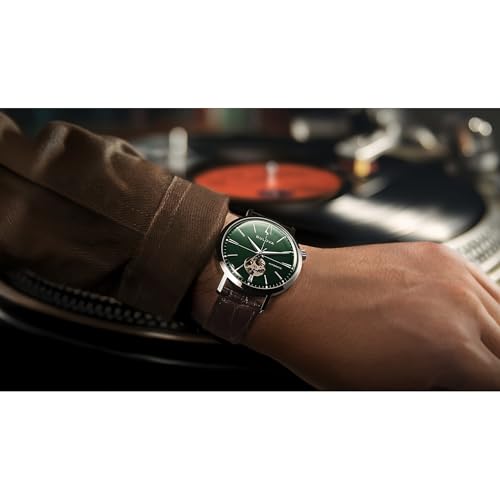 Image of Bulova Men's Classic Aerojet 3-Hand Automatic Leather Strap Watch, Open Aperture, 40-Hour Power Reserve, Double Curved Mineral Crystal, 41mm