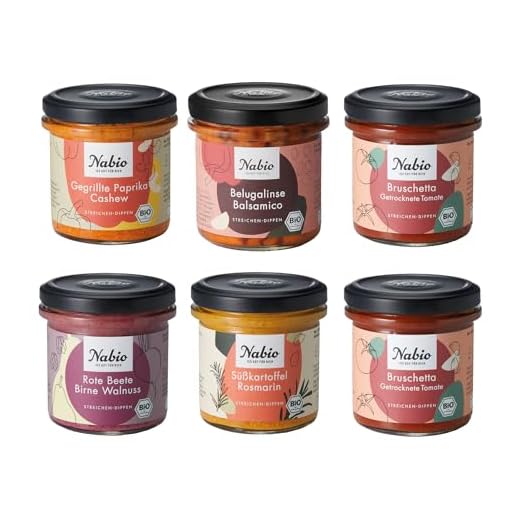 NABIO 6er Box Mediterrane Bio-Aufstriche | 100% Vegan | Cremige Brotaufstriche & Dips | Ohne Konservierungsstoffe | 6 x 135g