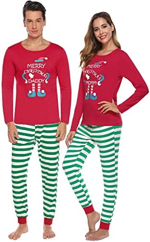 Nieery Family Christmas Pyjamas Set, Xmas Pjs Couples Pajamas, Long Sleeve 2 Pieces Loungewear Sets Sleepwear Nightwear Outfits for Women Men