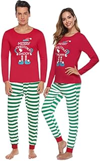Nieery Family Christmas Pyjamas Set, Xmas Pjs Couples Pajamas, Long Sleeve 2 Pieces Loungewear Sets Sleepwear Nightwear Outfits for Women Men