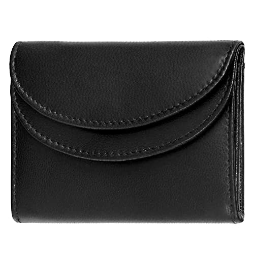 Fa.Volmer ® RFID Minibörse aus Echt-Leder - Kleine Geldbörse in schwarz mit Hightech-Silbergewebe #Mini-Comfort