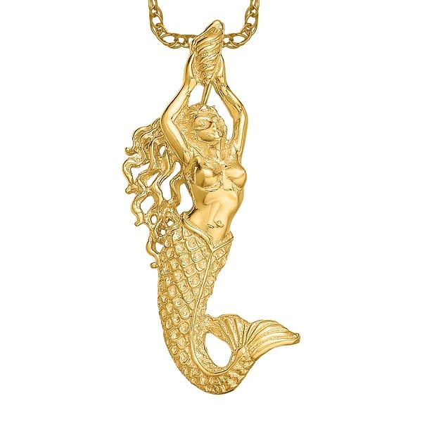 IceCarats 14K Solid Yellow Gold Mermaid Floating Chain Slide Pendant Necklace Charm