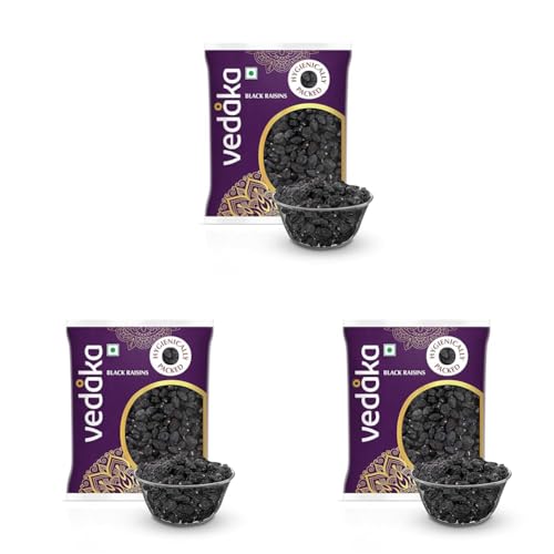 Image of Vedaka Premium Black Fresh Raisins | Kali Kishmish | 200 Gram (Pack of 3)