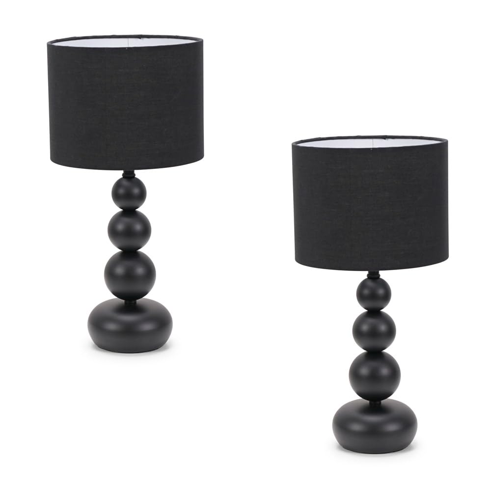 ValueLights Marissa 2 Pack Stacked Ball Touch LED Table Lamp - Black