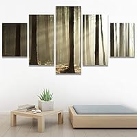 SIGNWIN 5 Panel Canvas Wall Art Modern Art Dramatic Forest Multicolor Photography Romantics Scenic for Home Decorations Ready to Hang - 60