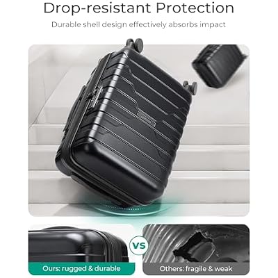BAGSMART Carry On Luggage 22x14x9 Airline Approved with Spinner Wheels,Lightweight 20 Inch Luggage with TSA Lock,Expandable Hard Shell Carry On Suitcases for Men Women,Black