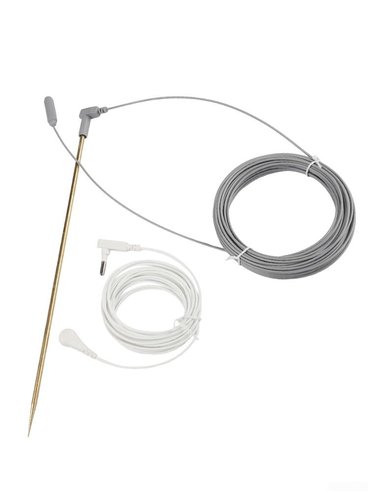 Erdungsstab-Set 30 Cm Aus Reinem Kupfer – Mit 2 Erdungsdrähten (4,6 M + 12,5 M), Für Erdungsmatten & Decken