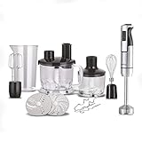 Lehmann Multifunktionaler Manueller Blender Chopsui 1200W mit Turbofunktion und Geschwindigkeitsregelung, Silber