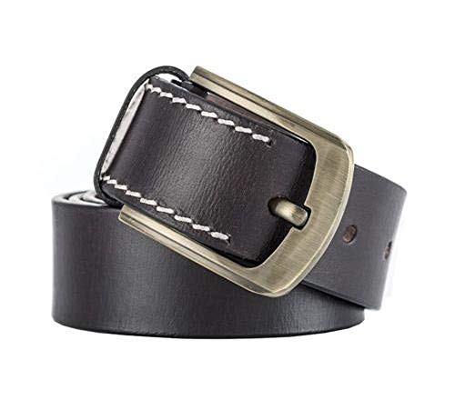 Preisvergleich Produktbild Herren-Ledergürtel, echtes Silber, gebürstete Metallschnalle und glatte Körnung Gr. XX-Large, dunkelbraun