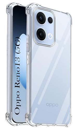 Image of Jkobi Shockproof Crystal-Clear Back Cover for Oppo Reno13 5G | Oppo Reno 13 5G (Anti Yellow Case | Drop & Camera Protection | Hard Polycarbonate)