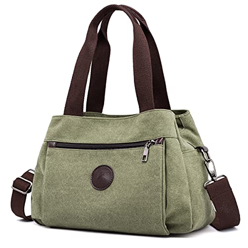 Opiniones de Bolsas de Tela para Dama del mes. 48 DOURR Hobo Bolso bandolera de para mujer, con múltiples compartimentos, Bolsas Cruzadas Ligero (Lona Verde, Medio)