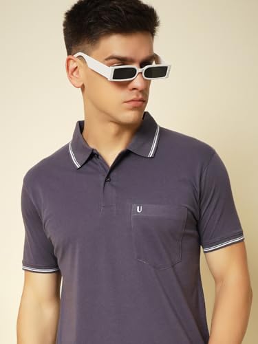 Image of UNIBERRY Men's Cotton Half Sleeves Solid Polo Neck T-shirt-MT4-BG 4XL