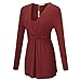 Simier Fariry Women Tops Long Sleeve Bottom Shirt Pleated Blouses For Ladies Red L