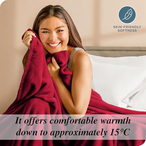 Image of Cloth Fusion Nimbus 280 GSM Fleece Blanket, Maroon, Single 58x86 inches | Double-Brushed Both Sides, Anti-Pilling Weave, Colour-Lock Dye, Reinforced Stitching, Machine Washable