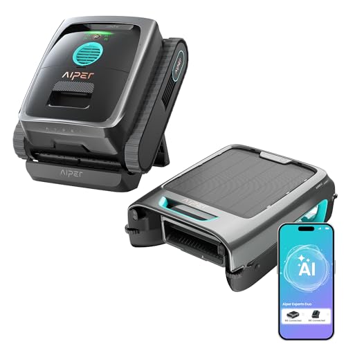 (2026 New) AIPER Experts Duo: Robotic Pool Cleaner & Solar Pool Skimmer, 360&deg; Top-to-Bottom Cleaning, 7 Day Hands-Free Care, 10x Faster Pool Cleaning with AI Patrol, Smart Parking, Gray & Blue