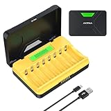 AKTTKA Chargeur Lithium 1.5V à 8 Logements avec Écran LCD, Surveillance Indépendante, Entrée USB-C 5V/2A, Compatible AA/AAA Li-ION, Charge Rapide et Protection Multiples