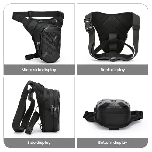 Image of STHIRA Motorcycle Waist Drop Leg Bag -Waterproof Hard Shell Storage Bag Double Layer Zippered Waist