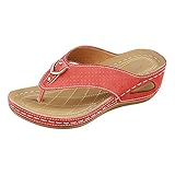 Women's Split Toe Wedge Flip Flops Hollow Out Metal...