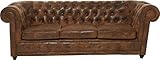 (H/B/T) 76 x 220 x 92 cm Kare Design Sofa Oxford 3-Sitzer Vintage Econo, Sitzmöbel in Echtleder Optik, robuste Couch im Kolonialstil, Vintage Sofa,(H/B/T) 76x220x92cm