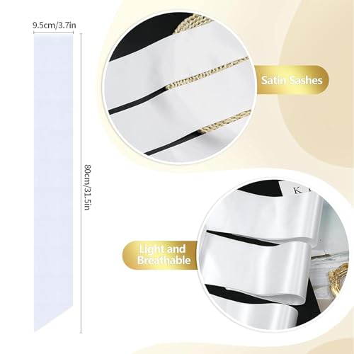 White Satin Sash - Blank Ceremony Shoulder Belt | Custom Design Elegant Prom Party Accessory, Graduation Wide Dress Wrap for Pageants Homecoming Events and Celebrations4