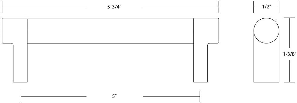Emtek Select Knurled Cabinet Pull with Satin Brass (US4) Stem Finish - Choice of Size - 84054.RECUS4.KNUS4 - Center-to-Center: 5"