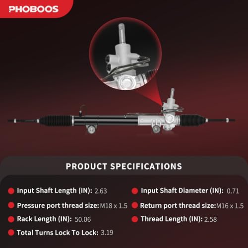 PHOBOOS Hydraulic Power Steering Rack and Pinion Assembly Compatible with Dodge Dakota 2005-2010 & Mitsubishi Raider 2006-2009. New Unit, Leak-proof, Direct Bolt-On Fit, Ref. 97-2143 by PHOBOOS - Image 3