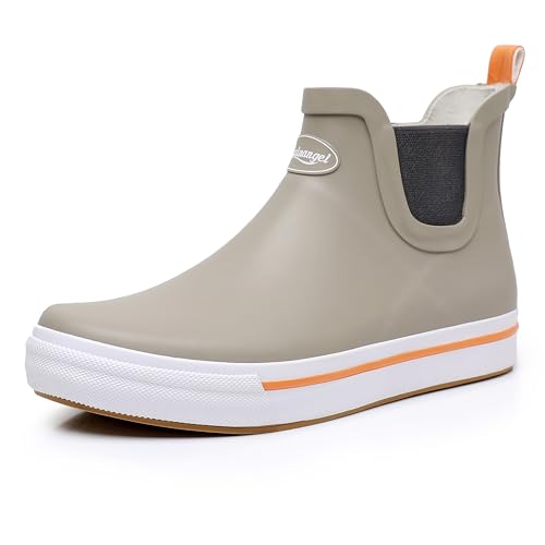 Image of RAINANGEL Rain Boots for Men, Ankle Rain Shoes Anti-Slipping with Comfortable Lightweight Nature Rubber and Outdoor Work Shoes,Waterproof Fishing Deck Boots