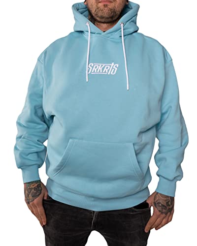 SOURKRAUTS Oversize Hoodie Damen & Herren SK Größe L - Unisex Kapuzenpulli Hellblau - Pullover mit Kapuze Cover