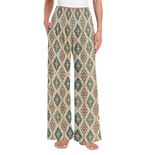 Pantalon Palazzo stretch avec poches et taille haute imprimé