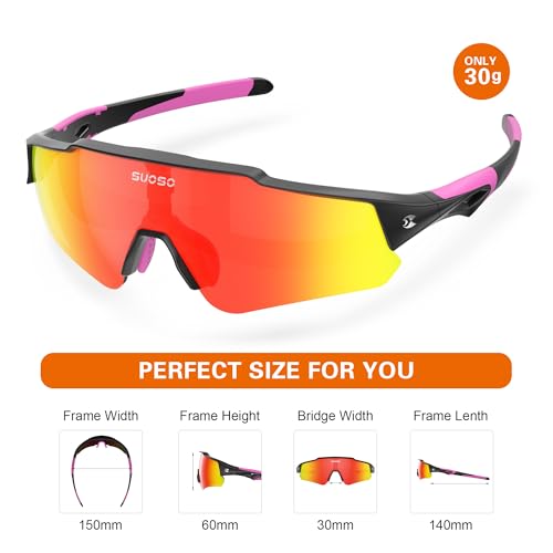 suoso Sports Cycling Sunglasses for Men: Lightweight UV Protection Polarized Sun Glasses for Youth Baseball Softball Running — view 5
