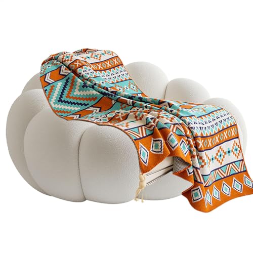 Couverture bohème tissée à pompons douce pour canapé et lit - 8