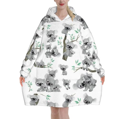 Sweat à capuche couverture koala en flanelle : idée cadeau cocooning originale