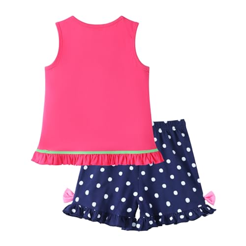 Image of HILEELANG Toddler Girl Summer Short Outfit Sets Cotton Short Sleeve Tops Tees Shorts Clothing Sets