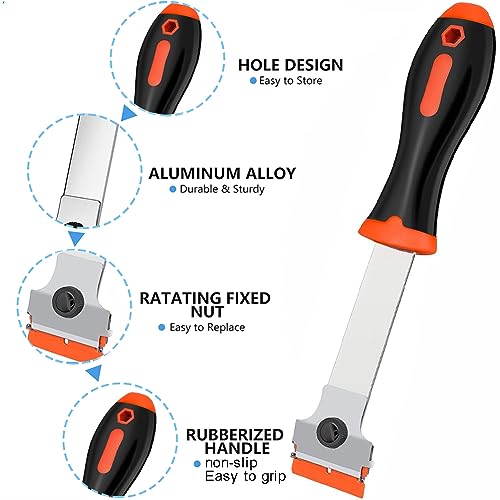 Image of Razor Blade Scraper Tool, 3 Pack with 50 Plastic & 30 Metal Razor Blades, Cleaning Scraper for Removing Label, Registration Sticker, Tint, Grease from Windshield, Appliance, Glass