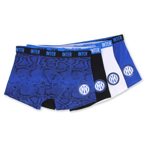 FC Internazionale Milano S.p.A. Juego 4 Boxer Hombre Inter - Ropa Interior cómoda y Transpirable - Algodón 100% Suave y Resistente - Elástico cómodo Uso Diario